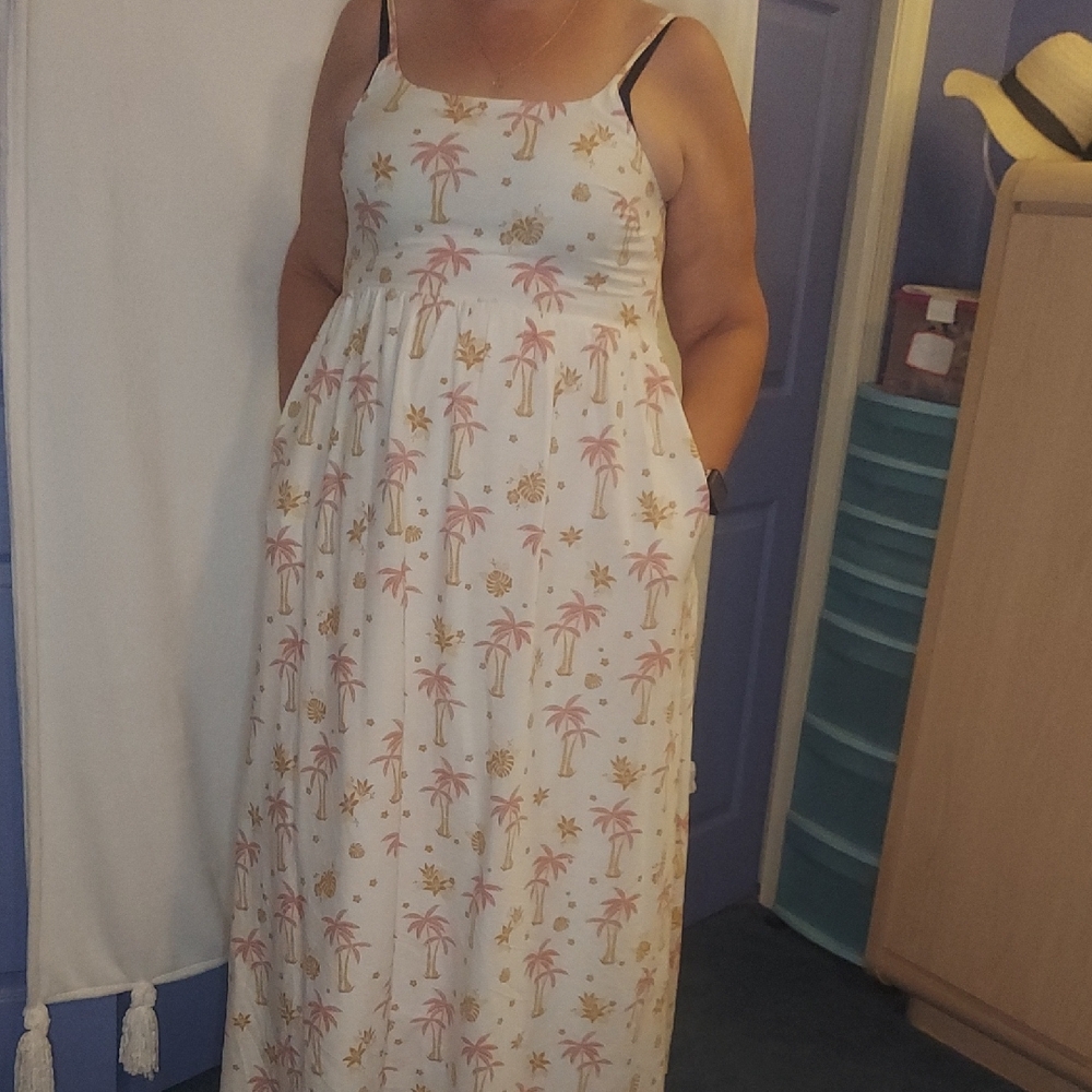 Women's Palm Tree Print Maxi Dress